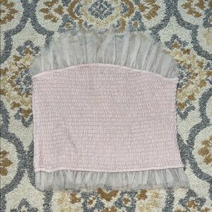 Anthropologie En Saison pink ruched balletcore strapless top